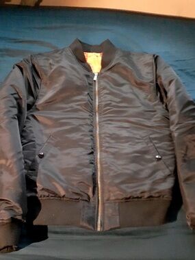 ESNTLS Black Reversible Bomber Jacket With Orange Lining